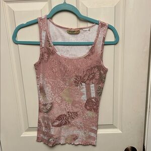 Stamp 10 Women's Floral Tank Top - Pink